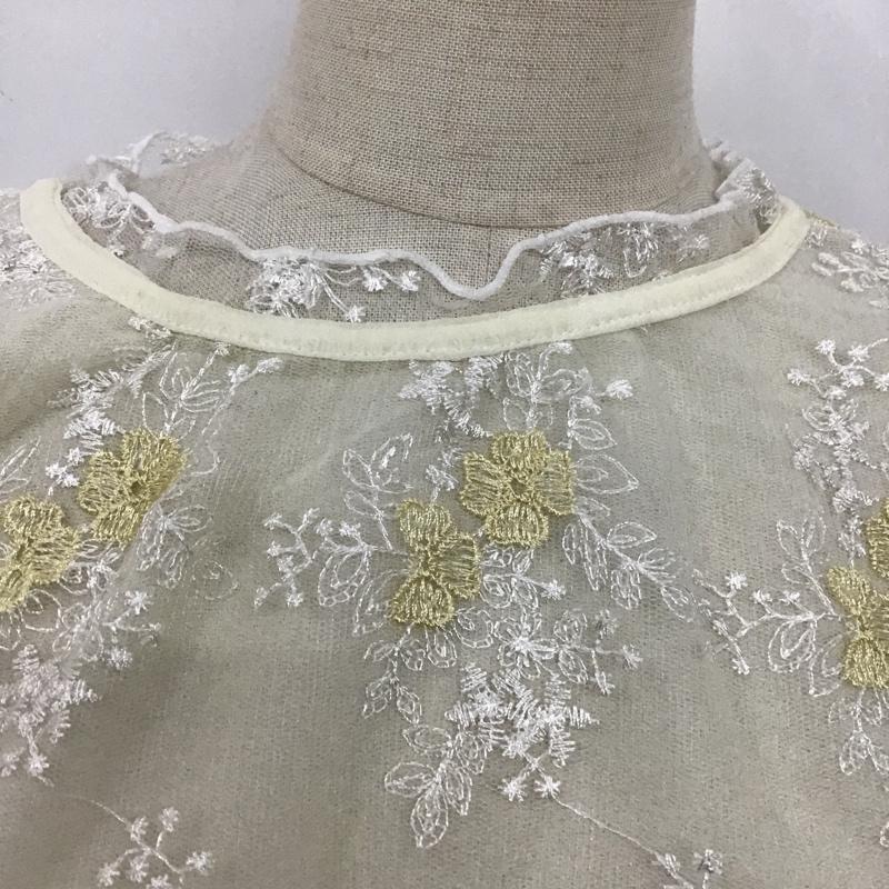 ミスティウーマン mysty woman カットソー 長袖 MW860039AL チュール刺繍袖タックブラウス FREE 刺繍 白 / ホワイト / X 黄 / イエロー /  レディース USED 古着 中古 10107166