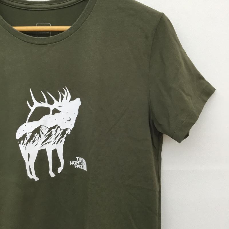 ザノースフェイス THE NORTH FACE Tシャツ 半袖 NTW31615 L プリント X ロゴ、文字 緑 / グリーン / レディース USED 古着 中古 10128109