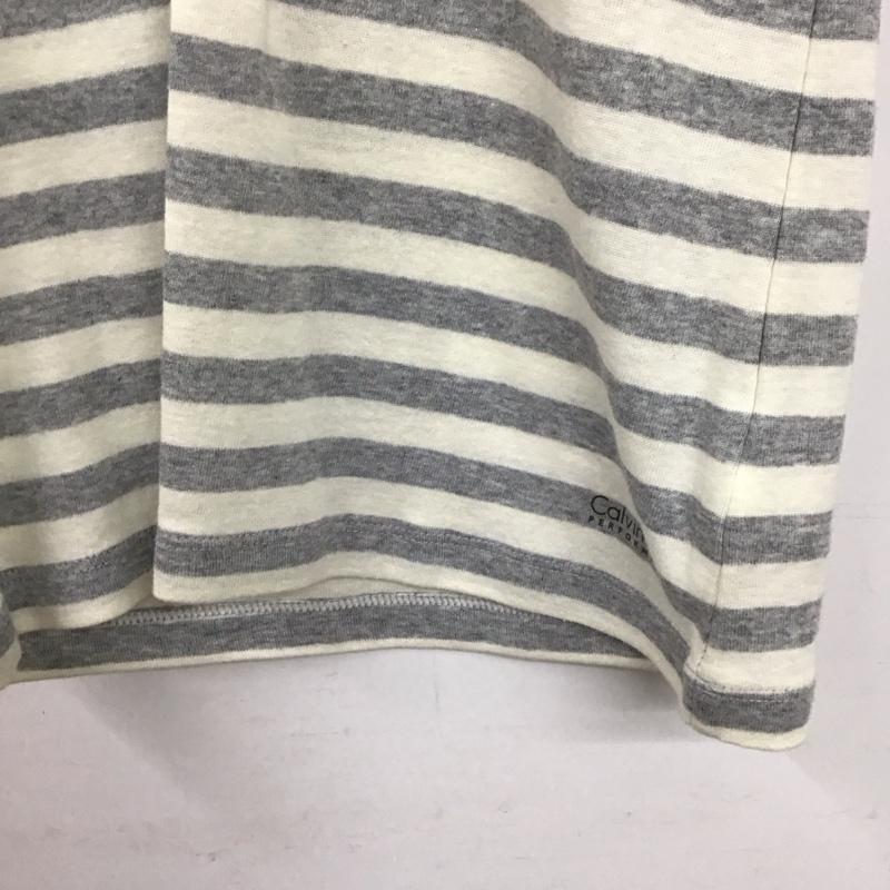 カルバン・クライン Calvin Klein カットソー 半袖 S ボーダー柄 白 / ホワイト / X 灰 / グレー / レディース USED 古着 中古 10137301