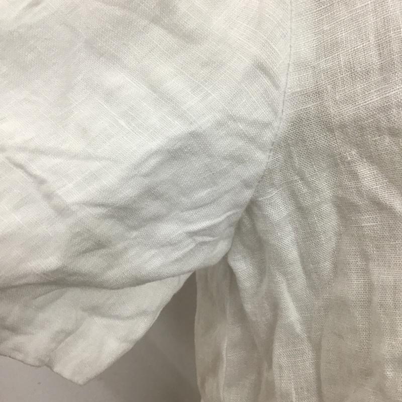 ザラ ZARA カットソー 半袖 麻 リネン Vネック ブラウス L 無地 白 / ホワイト /  レディース USED 古着 中古 10107167