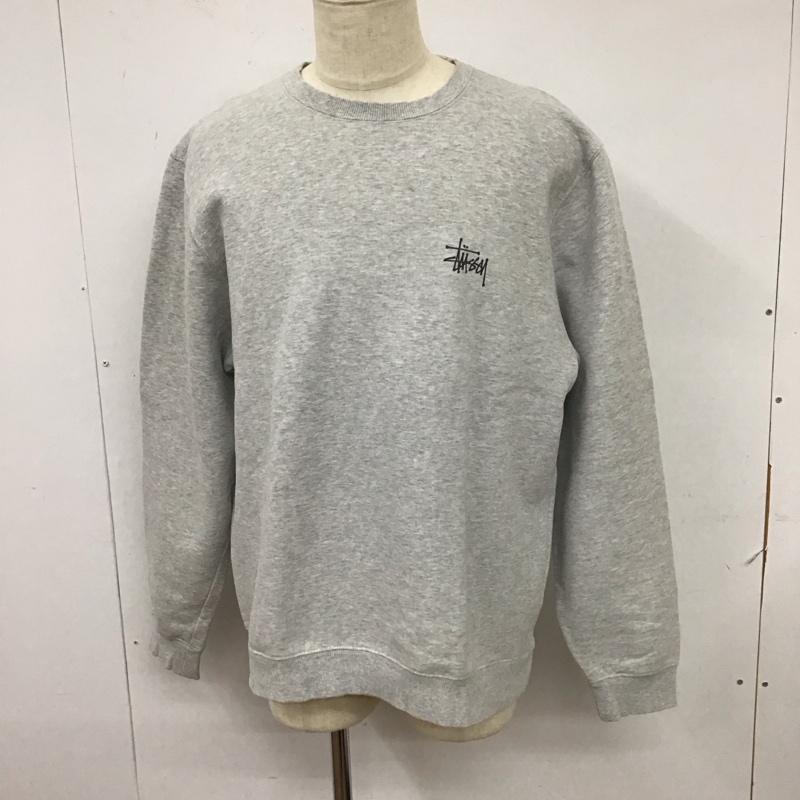 ステューシー STUSSY トレーナー 長袖 長袖トレーナー プリントスウェット クルーネック L ロゴ、文字 灰 / グレー / メンズ USED 古着 中古 10115928