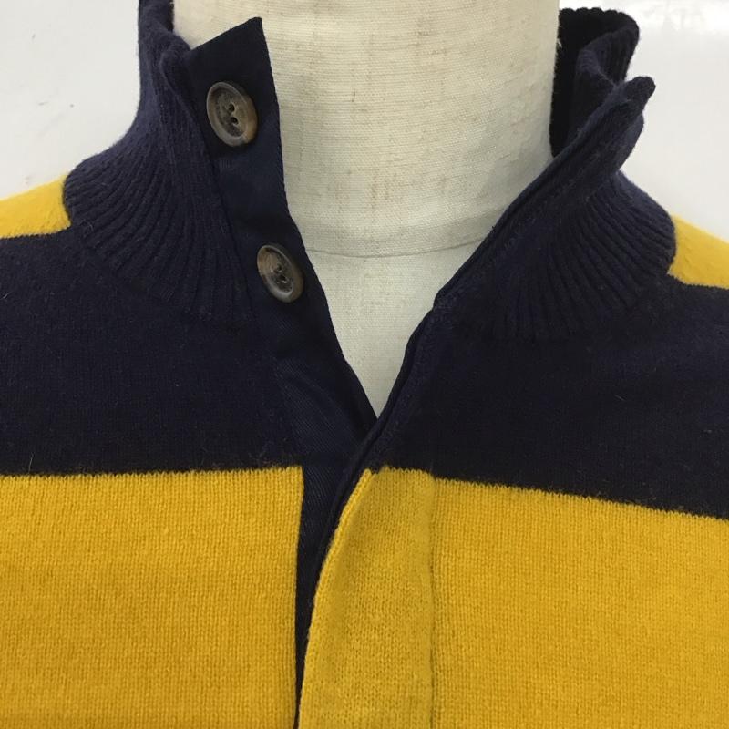 ブルックスブラザーズ BROOKS BROTHERS ニット、セーター 長袖 長袖ニットカットソー ニット セーター カラーネックニット M ボーダー柄 紺 / ネイビー / X 黄 / イエロー / メンズ USED 古着 中古 10112583