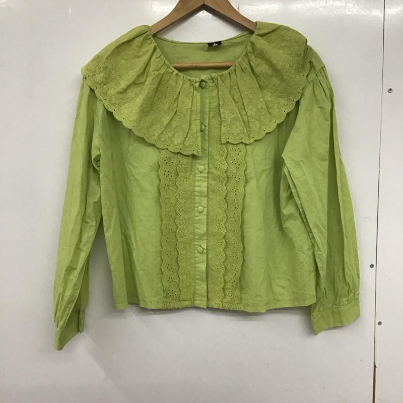 メルロー merlot シャツ、ブラウス 長袖 長袖シャツ レースシャツ ビックカラーシャツ 無地 緑 / グリーン / レディース USED 古着 中古 10135447