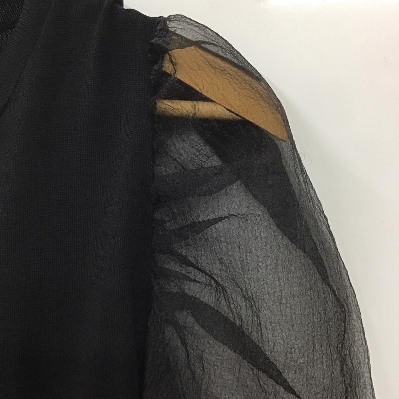 ザラ ZARA カーディガン 長袖 2488 131 800 袖シアー M 無地 黒 / ブラック / レディース USED 古着 中古 10131215