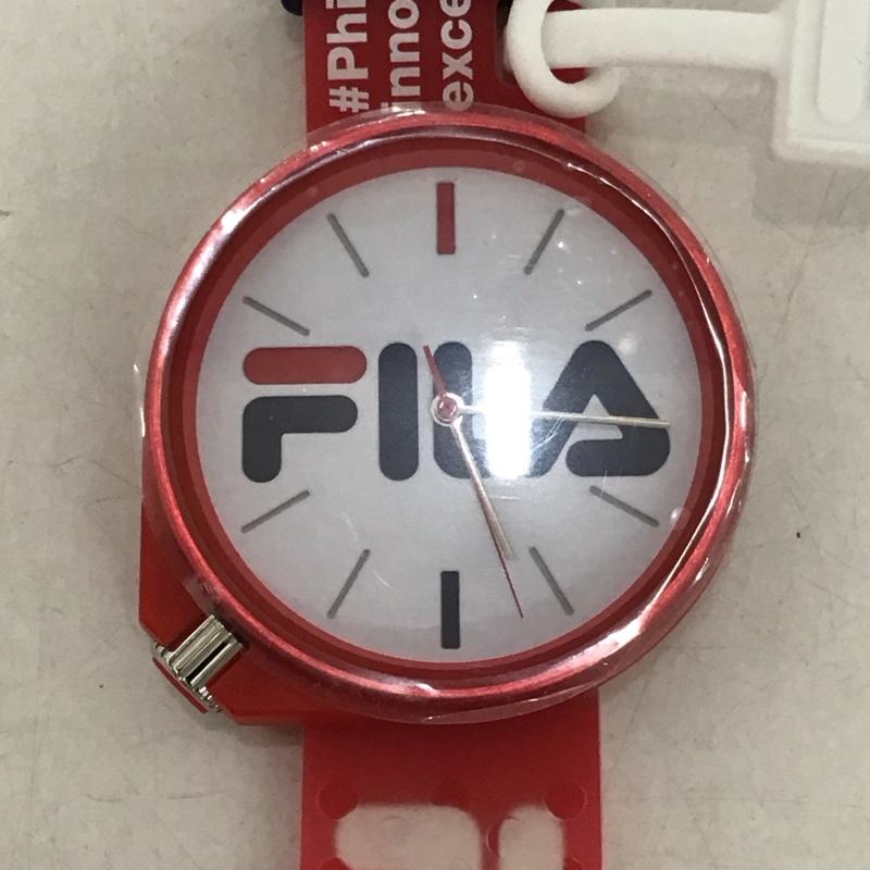 フィラ FILA 腕時計 アナログ(クォーツ式) 38-199 シリコンベルト 箱有 ロゴ、文字 赤 / レッド / レディース USED 古着 中古 10134429