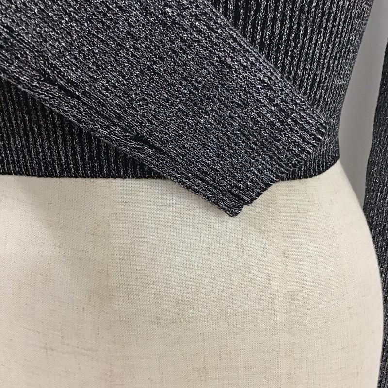 ザラ ZARA カットソー 長袖 3519 168 808 クロップド丈 ラメ S 無地 黒 / ブラック /  レディース USED 古着 中古 10113482