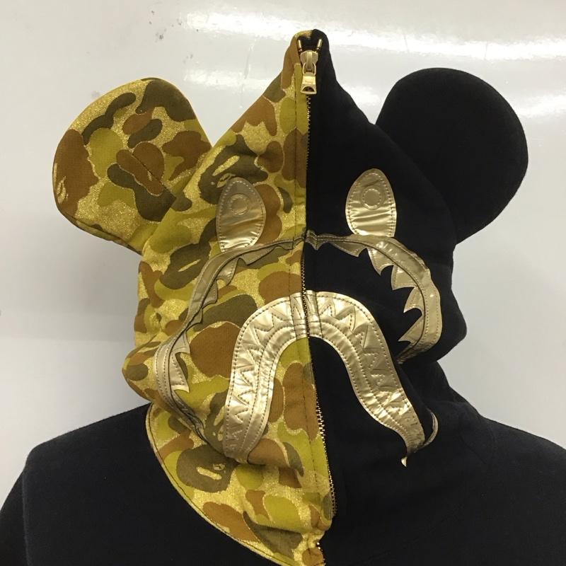 アベイシングエイプ A BATHING APE パーカー 長袖 長袖パーカー フード付きパーカー プリントスウェット トレーナー ジップアップパーカー XXL ロゴ、文字 黒 / ブラック / メンズ USED 古着 中古 10107439