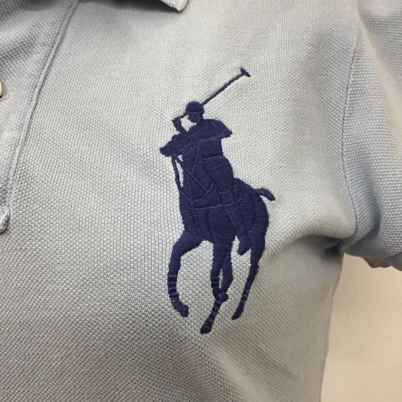 ラルフローレン RALPHLAUREN ポロシャツ 半袖 半袖ポロシャツ カラーシャツ 半袖カットソー S ロゴ、文字 水色 / ライトブルー / レディース USED 古着 中古 10116310