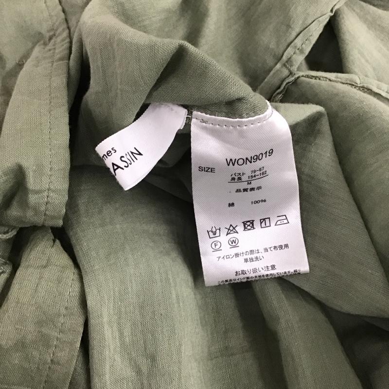 レイカズン Ray Cassin ワンピース ロングスカート 長袖ロングスカート シャツワンピース ノーカラーワンピース M 無地 カーキ / カーキ / レディース USED 古着 中古 10136102