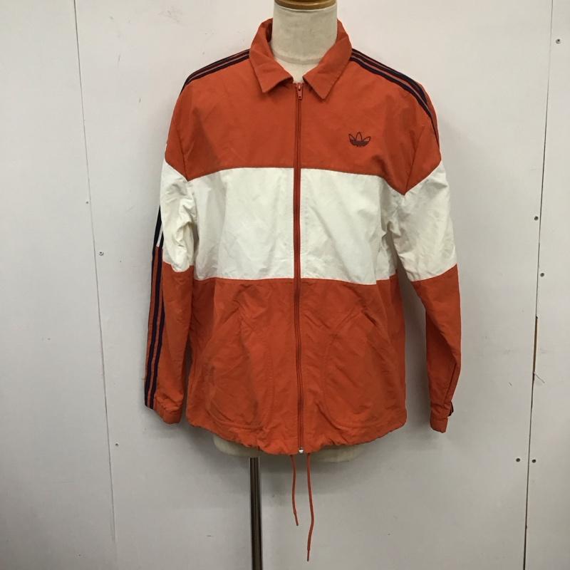 アディダス adidas ジャケット、上着 ジャケット、ブレザー dv3171 コーチジャケット ジップアップジャケット スポーツウェア ロゴ、文字 白 / ホワイト / X 橙 / オレンジ / メンズ USED 古着 中古 10123960