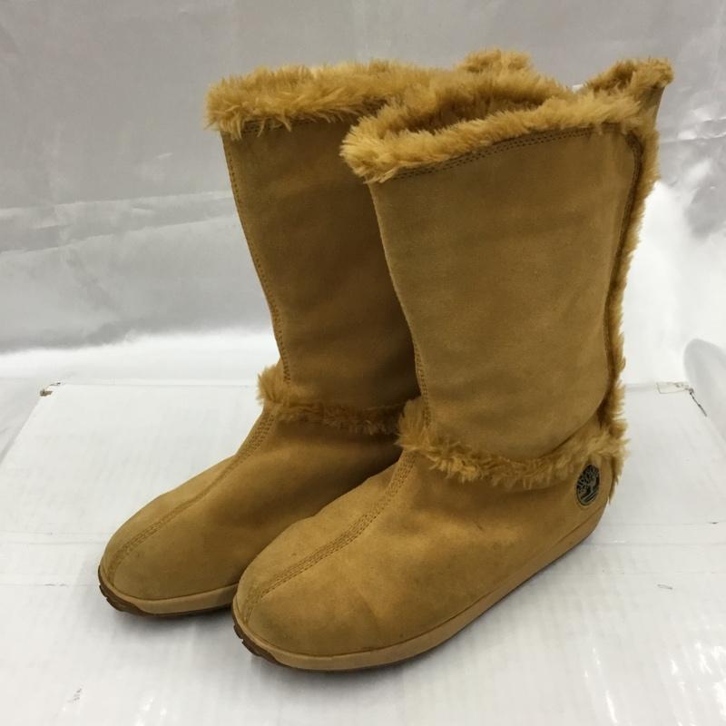 ティンバーランド Timberland ブーツ ショートブーツ 61644 スウェード ボア 8M ワンポイント キャメル / キャメル / レディース USED 古着 中古 10103616
