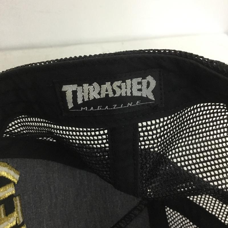 スラッシャー THRASHER 帽子 キャップ メッシュキャップ FREE ロゴ、文字 黒 / ブラック / X 金 / ゴールド / メンズ USED 古着 中古 10140432