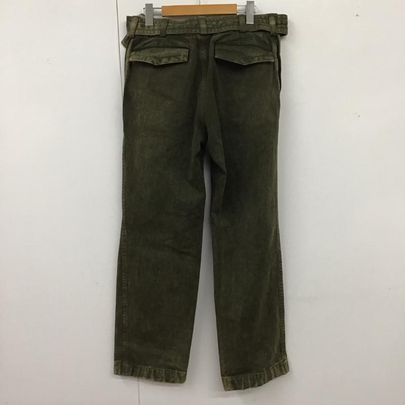 ワイズ Y s パンツ デニム、ジーンズ 後染め ベルト付き ワイドパンツ カジュアルパンツ 3 無地 カーキ / カーキ /  メンズ USED 古着 中古 10125033