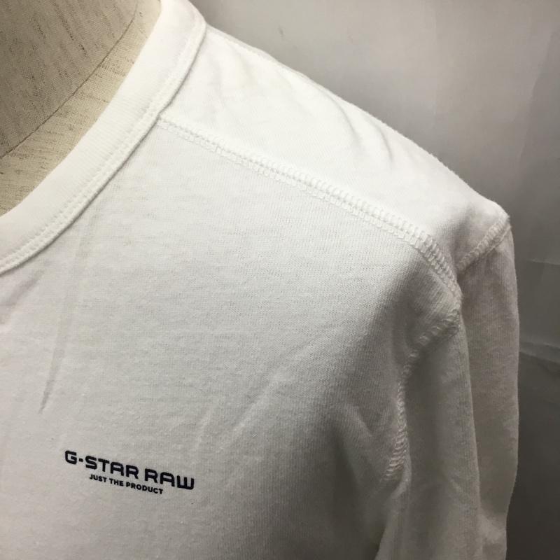 ジースターロゥ G-STAR RAW カットソー 長袖 長袖カットソー クルーネックカットソー ロングスリーブカットソー プリントTシャツ S ロゴ、文字 白 / ホワイト /  メンズ USED 古着 中古 10108775