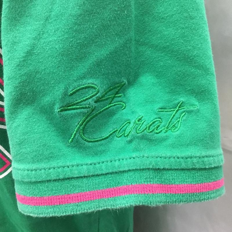 24カラッツ 24karats ポロシャツ 半袖 半袖ポロシャツ カラーシャツ 半袖カットソー L ロゴ、文字 緑 / グリーン / メンズ USED 古着 中古 10109300