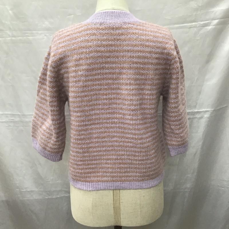ダブルクローゼット w closet ニット、セーター 半袖 341026 アームカバー付き ボーダー柄 紫 / パープル / X 桃 / ピンク /  レディース USED 古着 中古 10112439