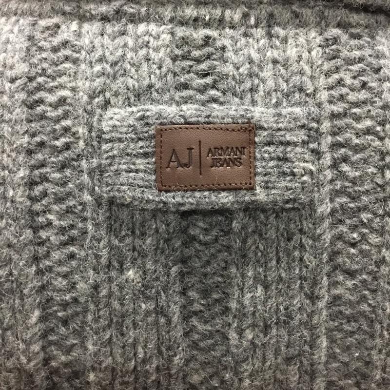 アルマーニジーンズ ARMANI JEANS カーディガン 長袖 長袖ニットカーディガン 前ボタン カラーニットカーディガン L 無地 灰 / グレー / メンズ USED 古着 中古 10121507
