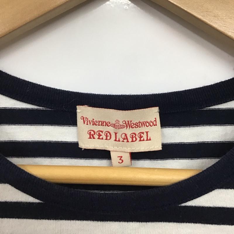 ヴィヴィアン ウエストウッド レッドレーベル Vivienne Westwood red label Tシャツ 半袖 半袖カットソー ボーダーTシャツ クルーネックカットソー 3 ボーダー柄 白 / ホワイト / X 紺 / ネイビー / レディース USED 古着 中古 10135444