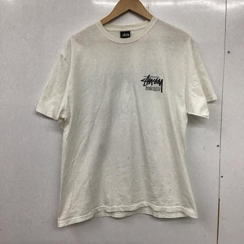 ステューシー STUSSY Tシャツ 半袖 半袖カットソー プリントTシャツ クルーネックカットソー L ロゴ、文字 白 / ホワイト / メンズ USED 古着 中古 10136589
