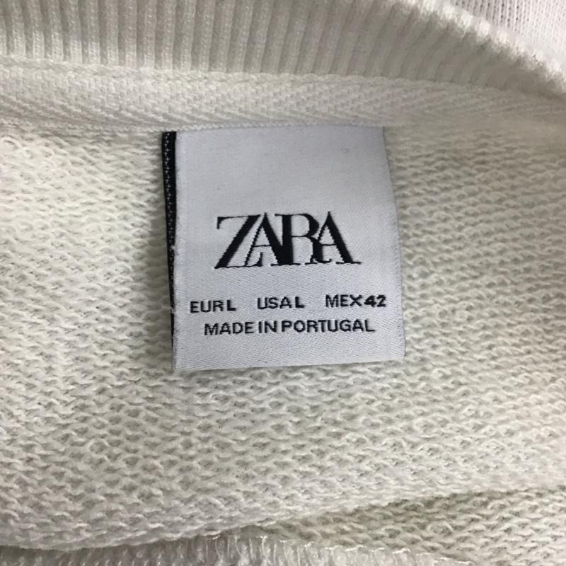 ザラ ZARA トレーナー 長袖 長袖トレーナー スウェット クルーネック リブスウェットカットソー L 刺繍 白 / ホワイト / レディース USED 古着 中古 10121652