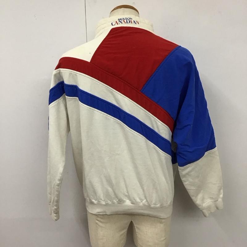 古着 USED トレーナー 長袖 ハーフジップ Molson Canadian M プリント 白 / ホワイト / X 青 / ブルー / X 赤 / レッド /  メンズ USED 古着 中古 10116822