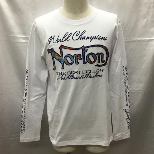 ノートン Norton カットソー 長袖 長袖カットソー クルーネックカットソー ロングスリーブカットソー プリントTシャツ M ロゴ、文字 白 / ホワイト /  メンズ USED 古着 中古 10108770