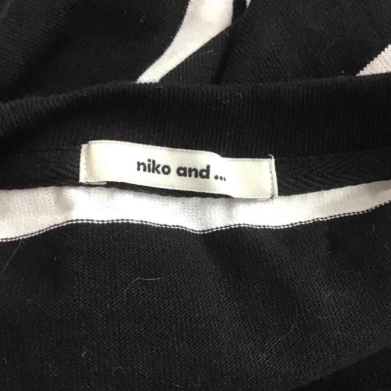 ニコアンド niko and... Tシャツ 長袖 NKN32616CF ショルダースリットボーダープルオーバー FREE ボーダー柄 白 / ホワイト / X 黒 / ブラック / レディース USED 古着 中古 10108148