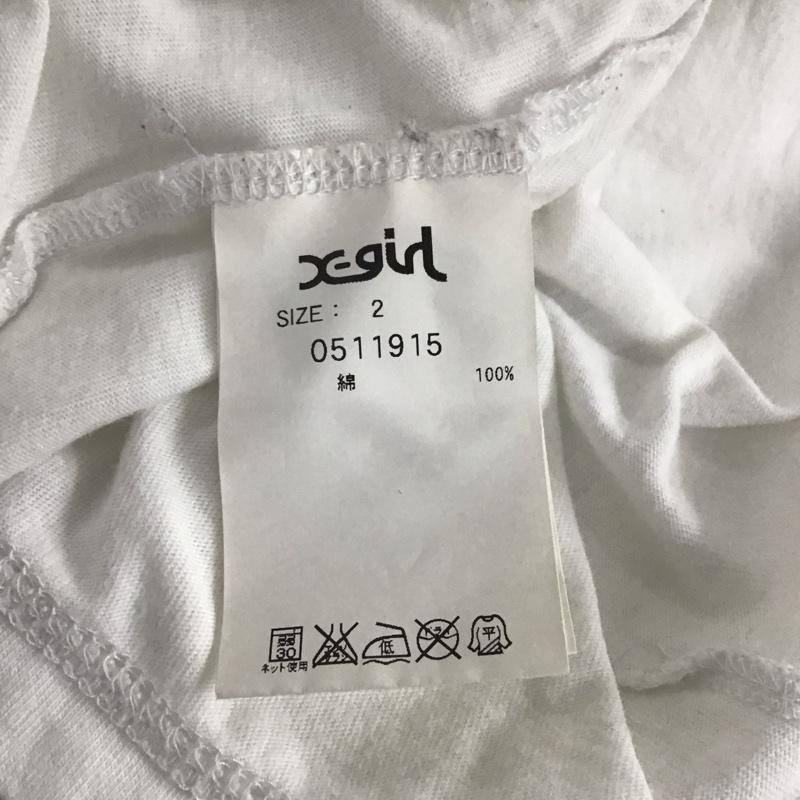 エックスガール X-girl Tシャツ 半袖 半袖カットソー プリントTシャツ クルーネックカットソー 2 プリント 白 / ホワイト / レディース USED 古着 中古 10135796