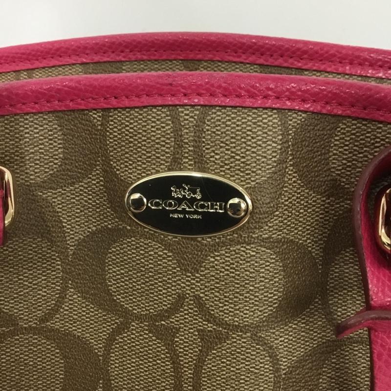 コーチ COACH ハンドバッグ ハンドバッグ ショルダーバッグ 2WAY シグネチャー ロゴ、文字 ベージュ / ベージュ / X 桃 / ピンク / レディース USED 古着 中古 10133100