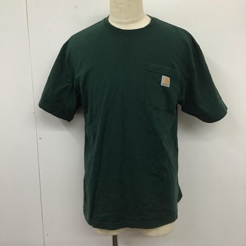 カーハート Carhartt Tシャツ 半袖 半袖カットソー 無地Tシャツ クルーネックカットソー M ロゴ、文字 緑 / グリーン /  メンズ USED 古着 中古 10112505