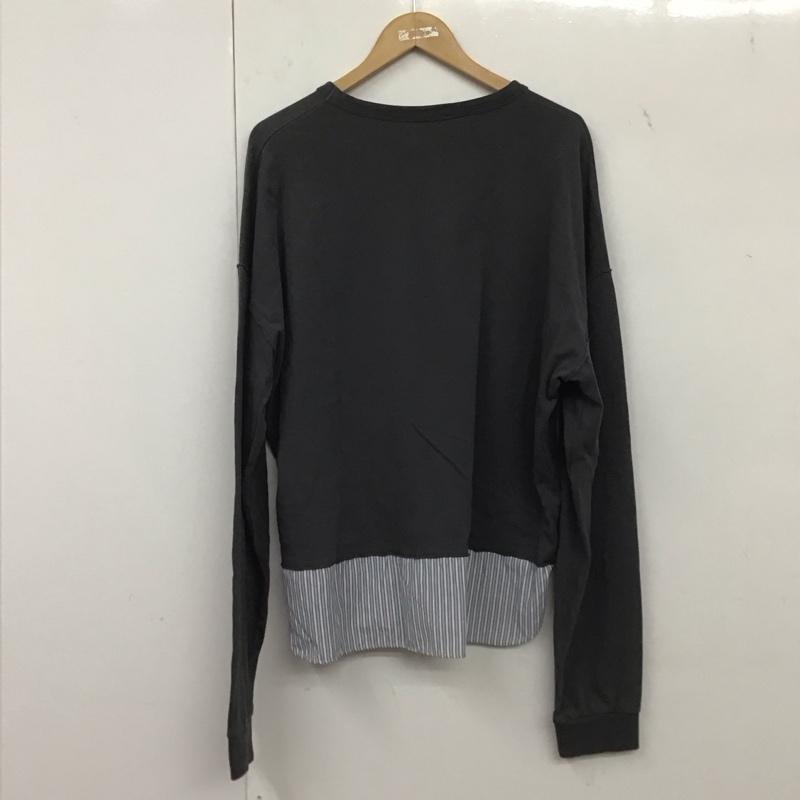 ザラ ZARA カットソー 長袖 長袖カットソー プリントカットソー クルーネック M 無地 灰 / グレー / メンズ USED 古着 中古 10138740