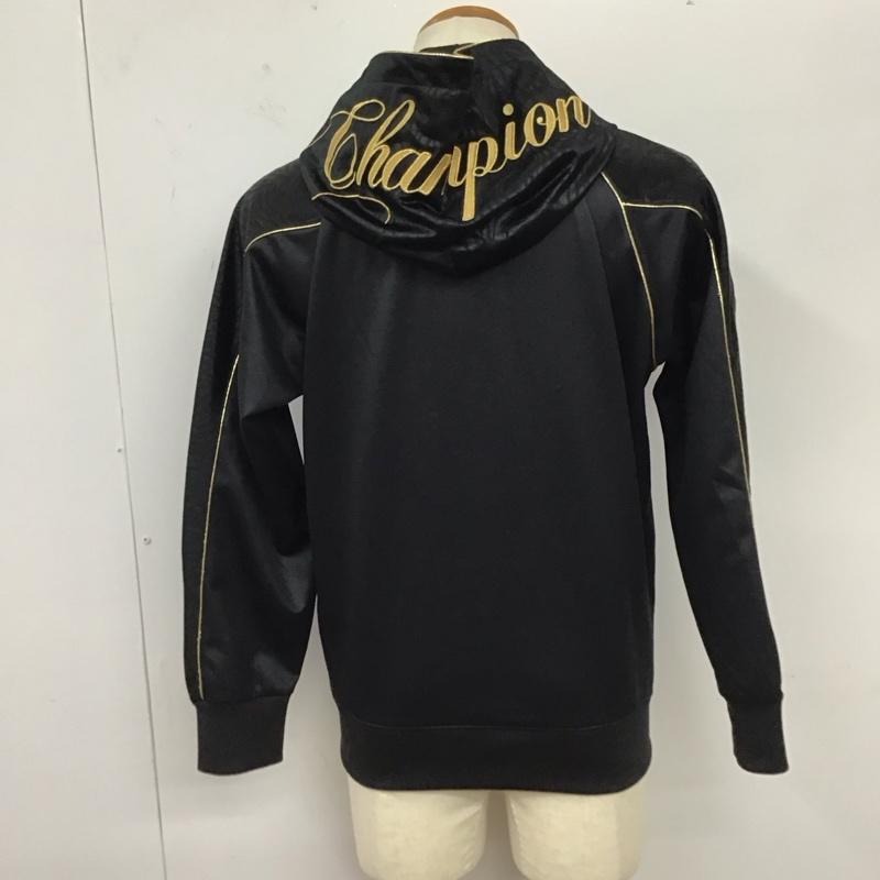 チャンピオン Champion ジャケット、上着 ジャンパー、ブルゾン cw1520 スポーツウェアー ウォームアップジップアップパーカー M ロゴ、文字 黒 / ブラック / メンズ USED 古着 中古 10119036