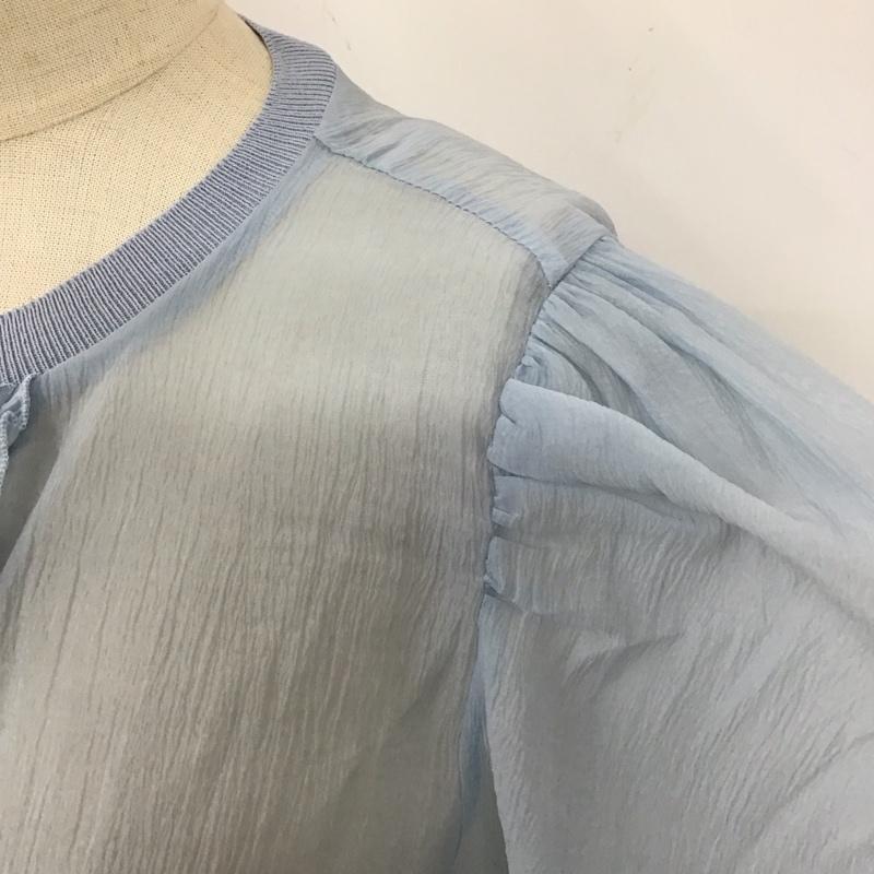ザラ ZARA シャツ、ブラウス 長袖 2488 106 400 クルーネック シアー フリル M 無地 水色 / ライトブルー / レディース USED 古着 中古 10118349