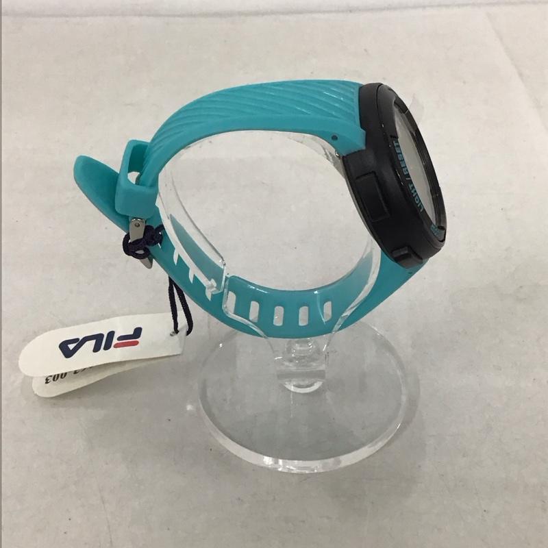 フィラ FILA 腕時計 デジタル 38-163 箱有 ロゴ、文字 水色 / ライトブルー / X 黒 / ブラック / レディース USED 古着 中古 10134449