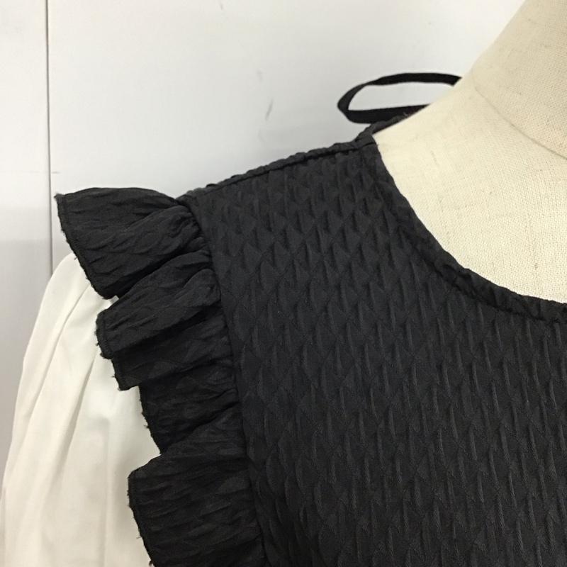 ザラ ZARA カットソー 長袖 フリル レイヤード風 XS 無地 白 / ホワイト / X 黒 / ブラック / レディース USED 古着 中古 10121882