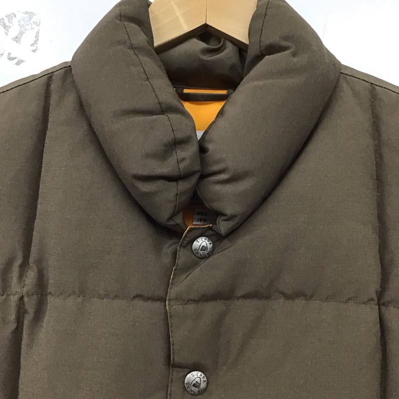 シェラデザイン SIERRA DESIGNS ベスト ベスト ダウンベスト ノースリーブ 前ボタン L 無地 カーキ / カーキ / メンズ USED 古着 中古 10129565