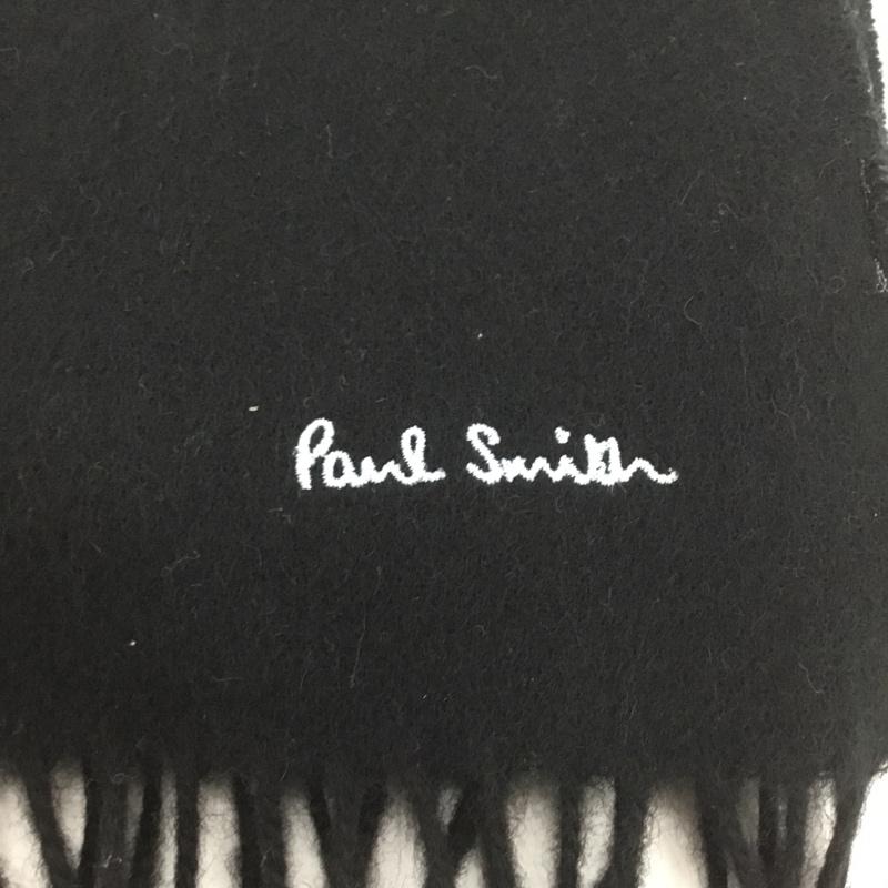 ポールスミス Paul Smith マフラー マフラー LBCOMPW12 ウール フリンジ ロゴ、文字 黒 / ブラック / メンズ USED 古着 中古 10137859