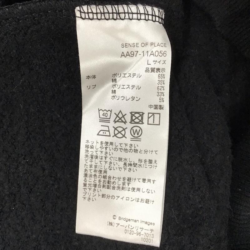 センスオブプレイスバイアーバンリサーチ SENSE OF PLACE by URBAN RESEARCH トレーナー 長袖 AA97-11A056 スウェット 裏起毛 L プリント 黒 / ブラック / メンズ USED 古着 中古 10121206