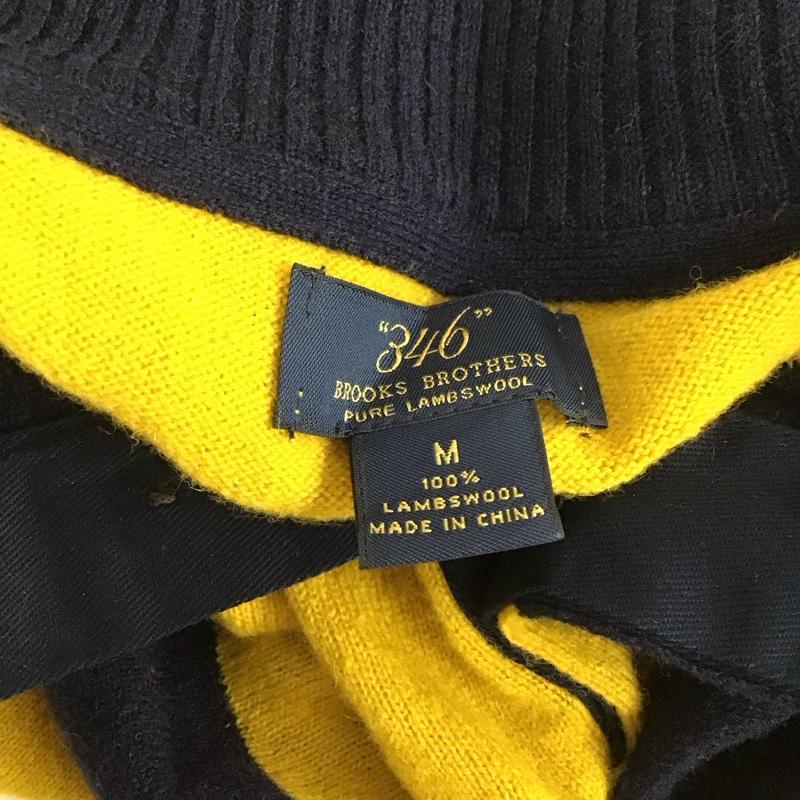 ブルックスブラザーズ BROOKS BROTHERS ニット、セーター 長袖 長袖ニットカットソー ニット セーター カラーネックニット M ボーダー柄 紺 / ネイビー / X 黄 / イエロー / メンズ USED 古着 中古 10112583