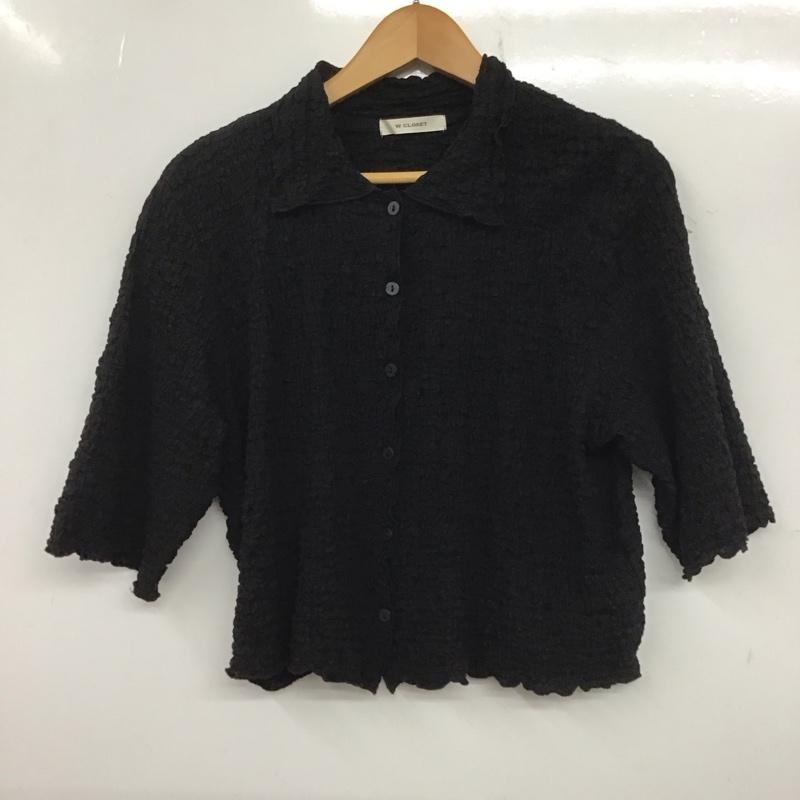 ダブルクローゼット w closet シャツ、ブラウス 半袖 340123 ショート丈 無地 黒 / ブラック / レディース USED 古着 中古 10139111