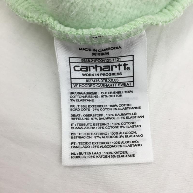 カーハート Carhartt パーカー 長袖 W Hooded Sweatshirt I027476.0T6.XX.03 M ロゴ、文字 薄緑 / ライトグリーン / X 水色 / ライトブルー / レディース USED 古着 中古 10130249
