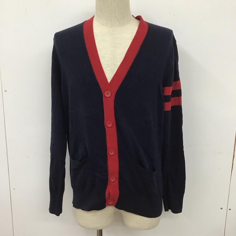 ブルックスブラザーズ BROOKS BROTHERS カーディガン 長袖 Vネック カシミヤ混 M 無地 紺 / ネイビー / X 赤 / レッド / メンズ USED 古着 中古 10111243