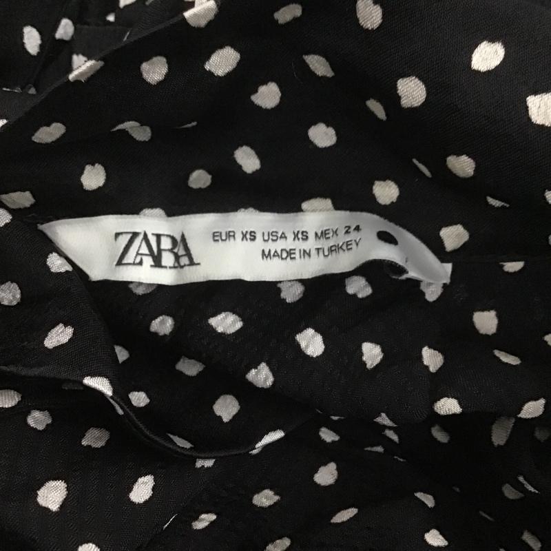 ザラ ZARA カットソー 長袖 スタンドネック バックリボン XS ドット 黒 / ブラック / X 白 / ホワイト /  レディース USED 古着 中古 10107147