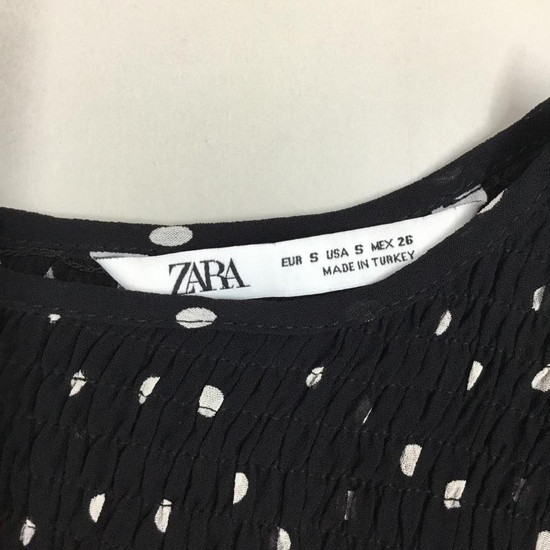 ザラ ZARA カットソー 長袖 長袖カットソー クルーネックカットソー ロングスリーブカットソー シャツカットソー S ドット 黒 / ブラック / レディース USED 古着 中古 10115792