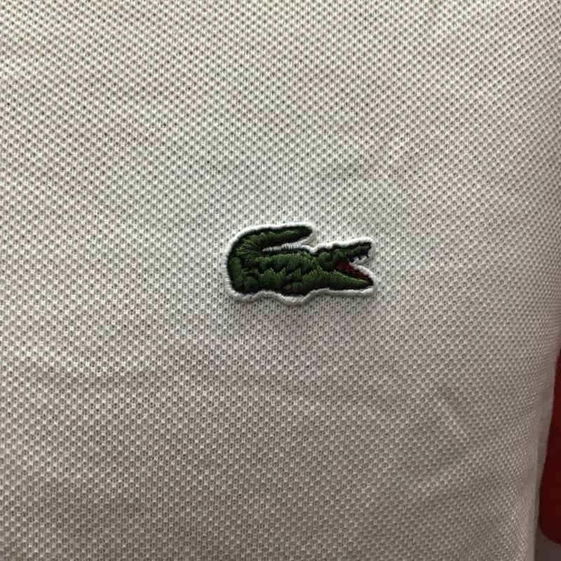 ラコステ LACOSTE ポロシャツ 半袖 半袖ポロシャツ 半袖カットソー 半袖シャツ 3 ロゴ、文字 白 / ホワイト / X 橙 / オレンジ /  メンズ USED 古着 中古 10111040