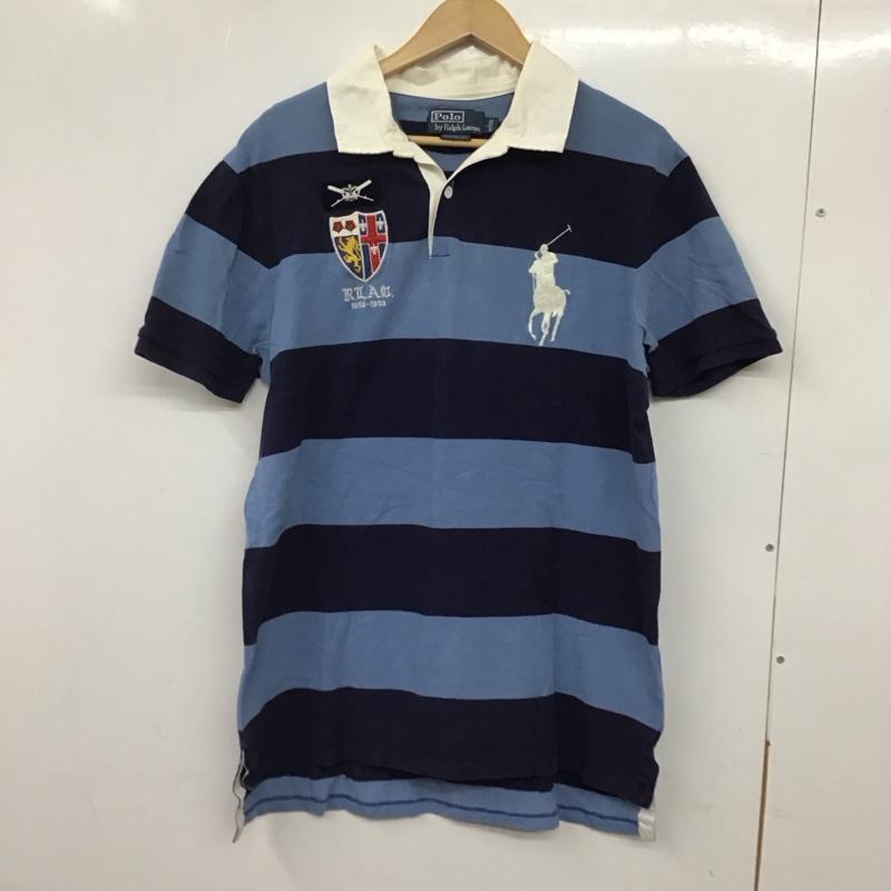 ポロバイラルフローレン Polo by RALPH LAUREN ポロシャツ 半袖 半袖ポロシャツ カラーシャツ 半袖カットソー L ボーダー柄 青 / ブルー / X 水色 / ライトブルー / メンズ USED 古着 中古 10134944
