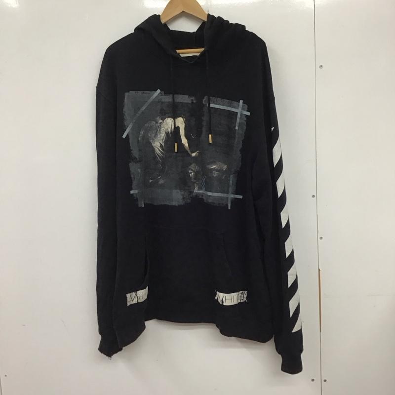 オフホワイト Off-White パーカー 長袖 長袖パーカー プルオーバーパーカー スウェット プリントスウェット XL ロゴ、文字 黒 / ブラック / メンズ USED 古着 中古 10133977