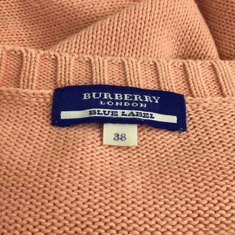 バーバリーブルーレーベル BURBERRY BLUE LABEL ニット、セーター 七分袖 FB562-241-14 ボートネック コットン 38 ワンポイント 桃 / ピンク /  レディース USED 古着 中古 10116757