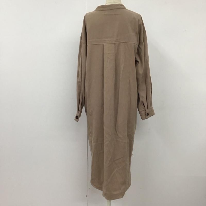 チャオパニック CIAOPANIC ワンピース ロングスカート 長袖シャツワンピース ロングワンピース 前開き FREE 無地 茶 / ブラウン / レディース USED 古着 中古 10119055