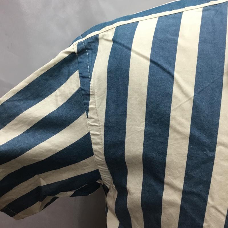 グリーンレーベルリラクシング green label relaxing シャツ、ブラウス 半袖 半袖シャツ カラーシャツ 半袖カットソー ストライプシャツ S ストライプ 青 / ブルー / X ベージュ / ベージュ /  メンズ USED 古着 中古 10108525